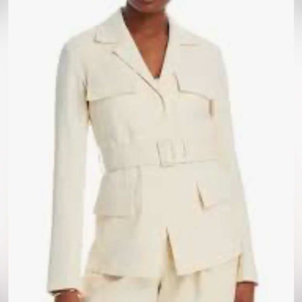 The Limited Cream Hidden Button-Front Blazer Jacket with Belt